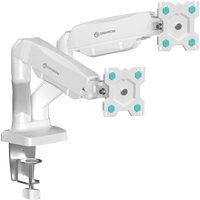 Desk Mount for Two Monitors 13"-32" max 8 kg, Tilt-Swivel, with Rotation, White G160