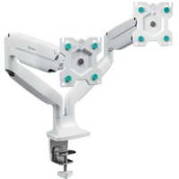 Desk Mount for Two Monitors 13"-32" max 9 kg, Tilt-Swivel, with Rotation, White G200